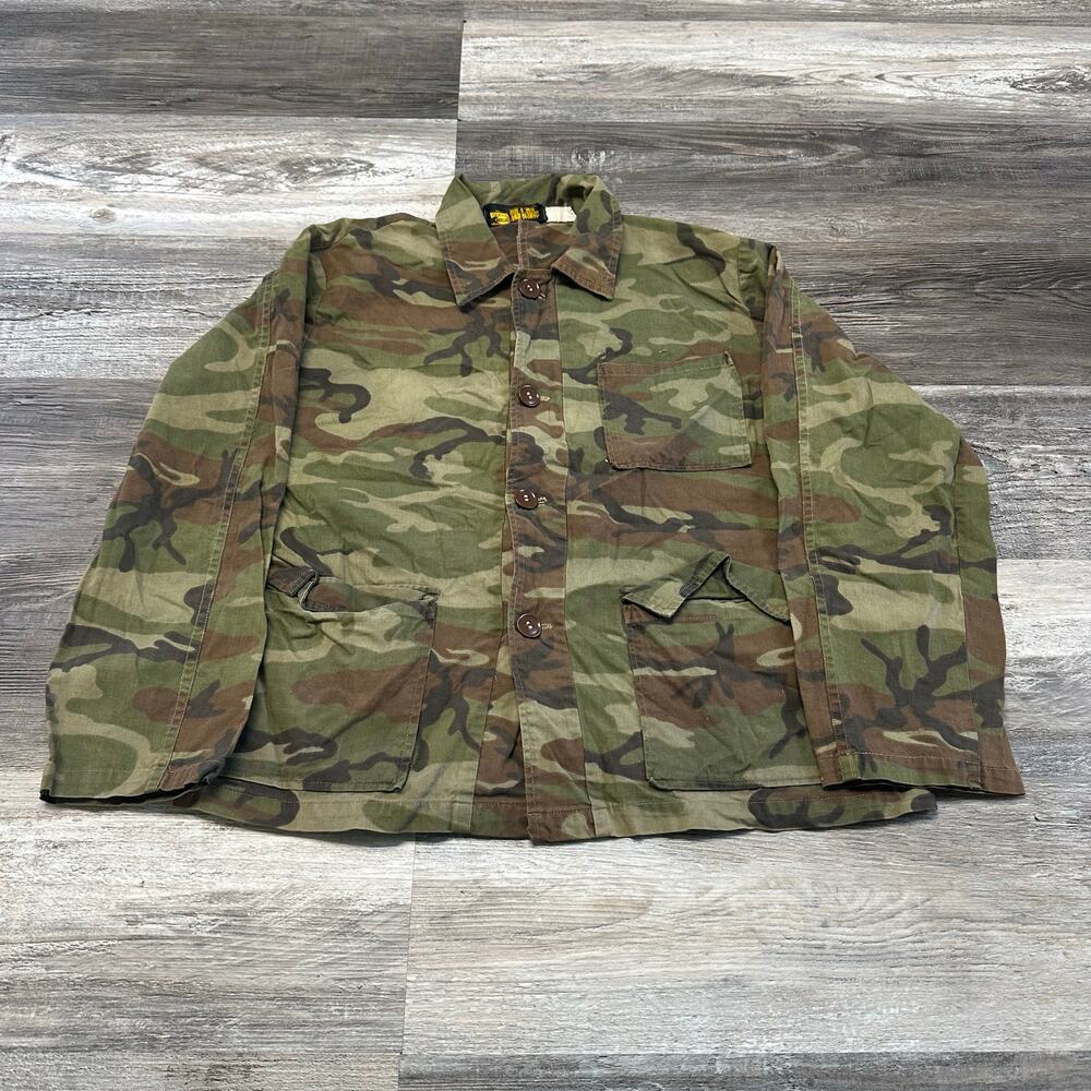 Vintage Kmart Camoflauge Mens Medium Button Down Shirt Jacket Cargo 70s‎ 80s
